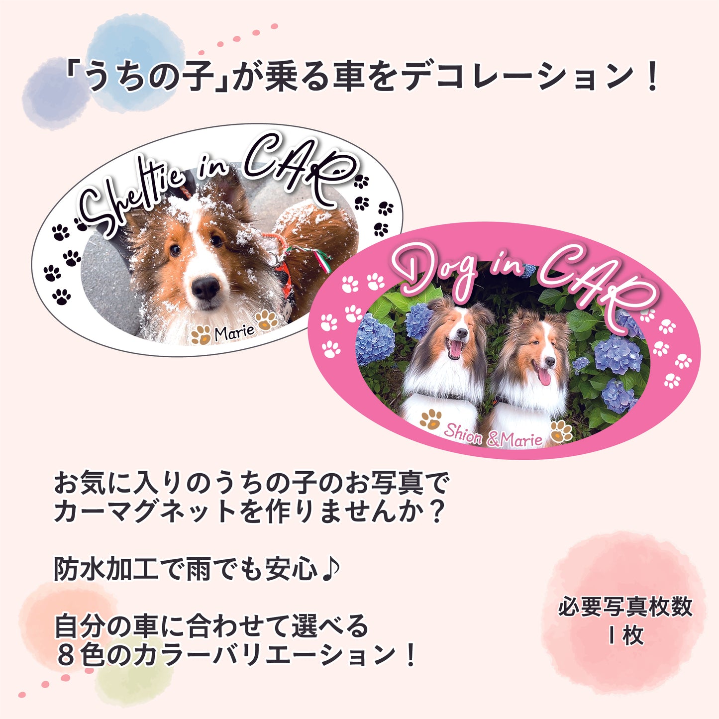 うちの子カーステッカー 楕円形タイプ2枚セット