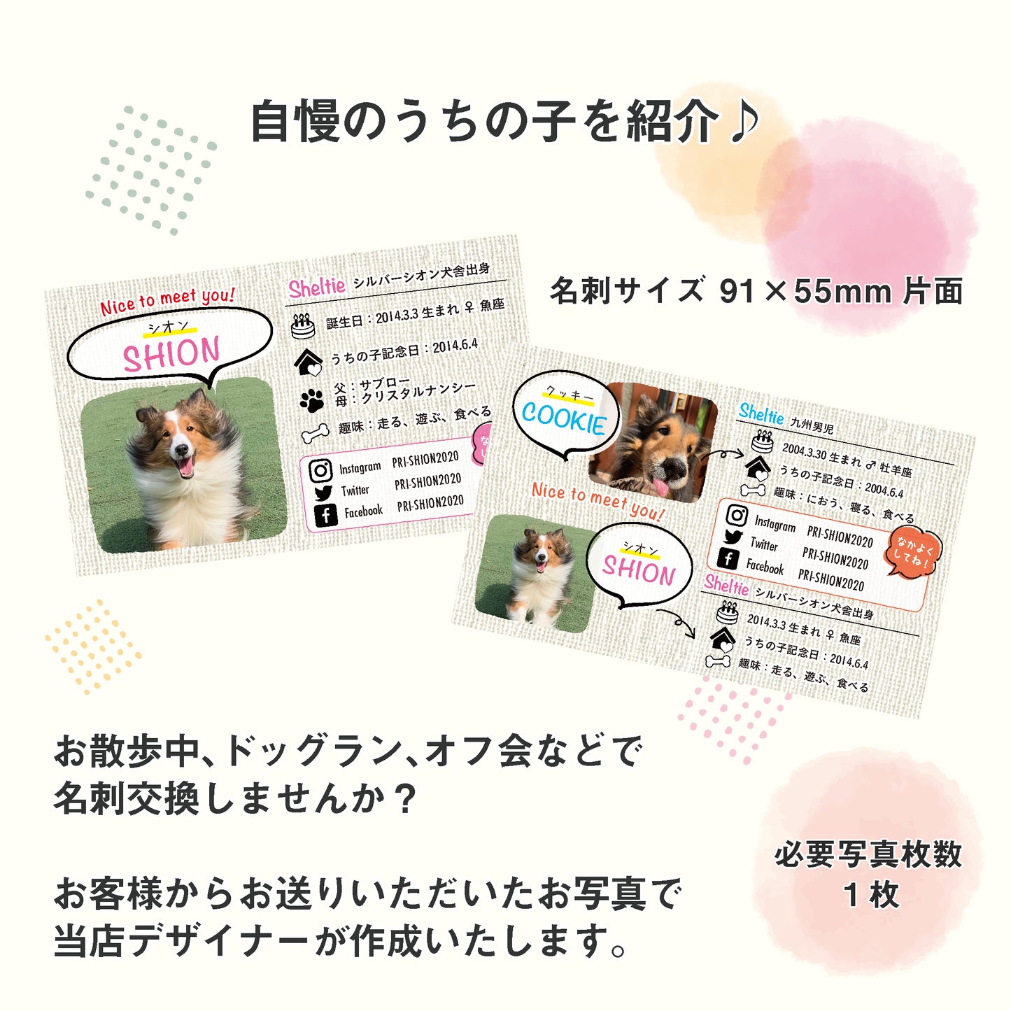 うちの子名刺(シンプルベージュ)