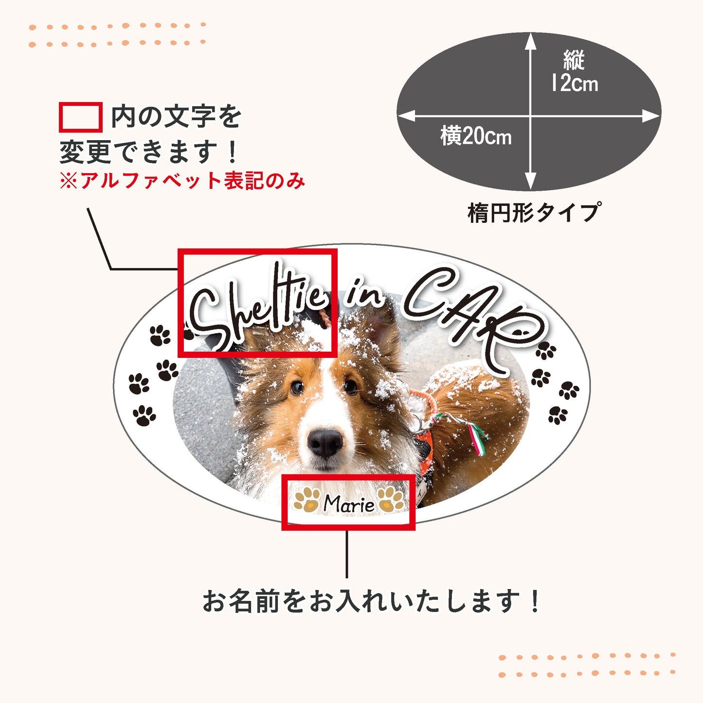 うちの子カーマグネット 楕円形タイプ