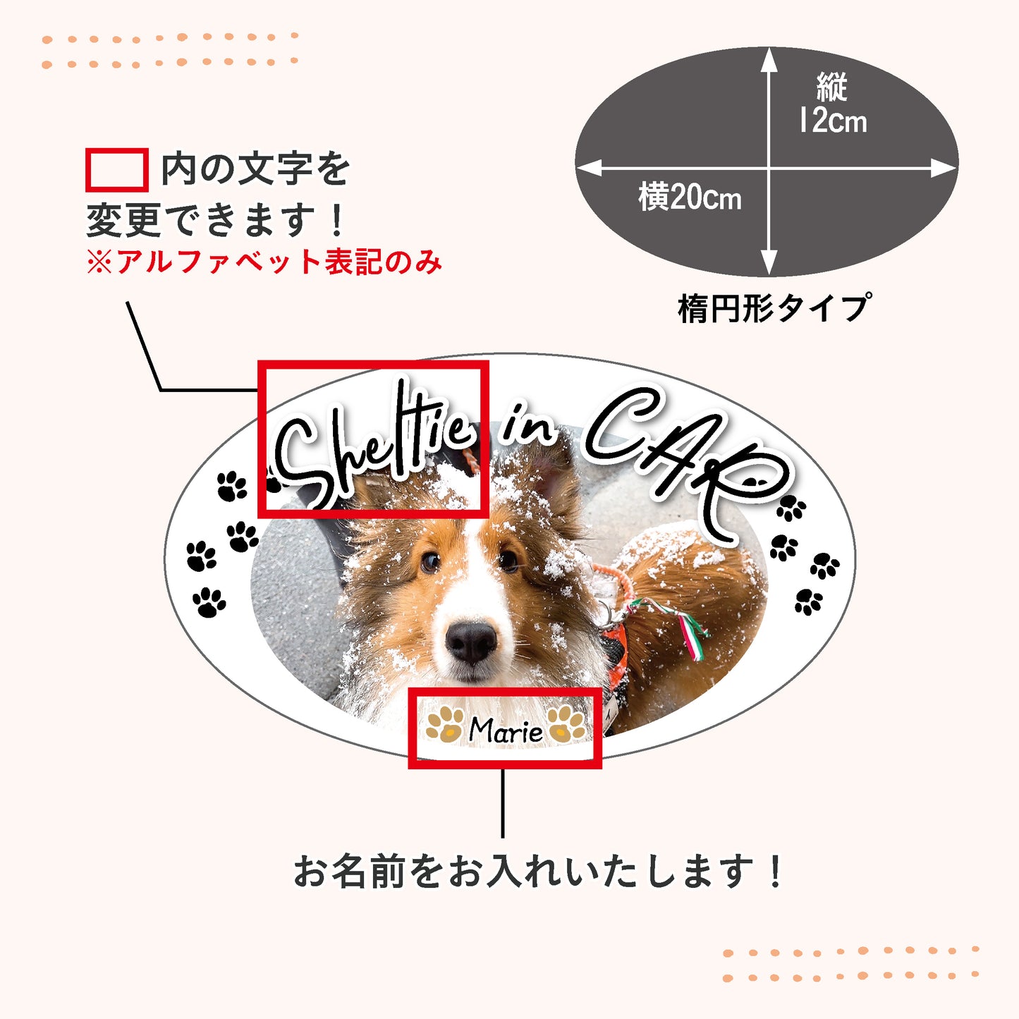 うちの子カーステッカー 楕円形タイプ2枚セット
