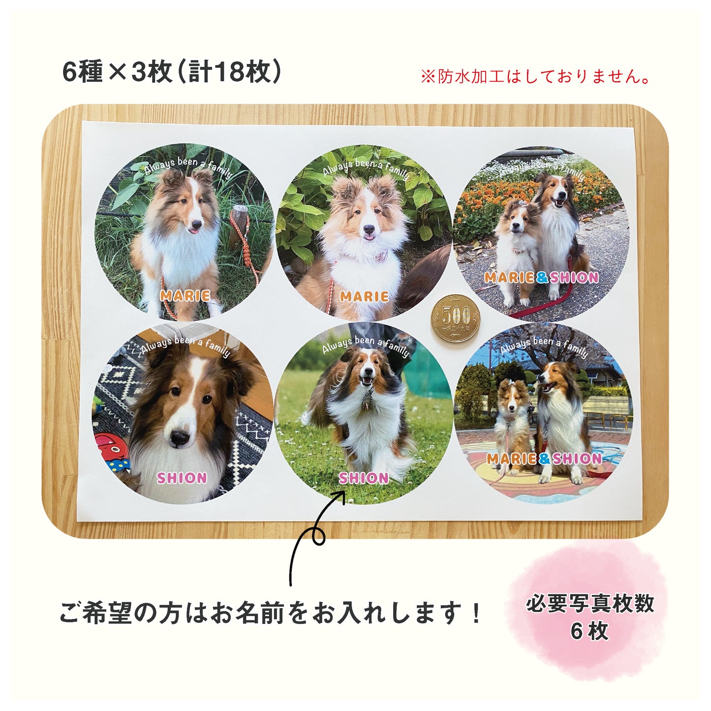 うちの子ステッカー(丸型Φ90mm)