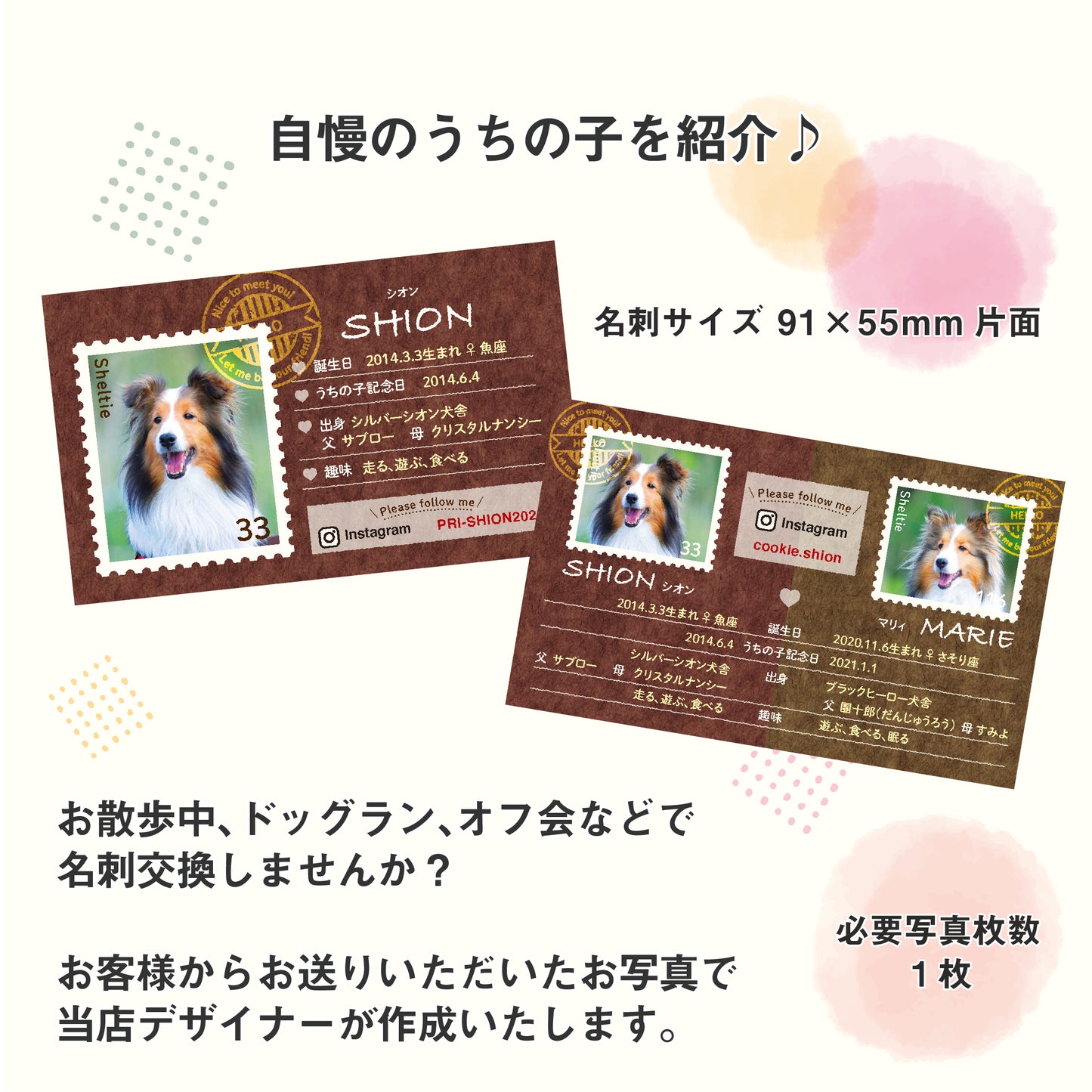 うちの子名刺(レトロスタンプ)